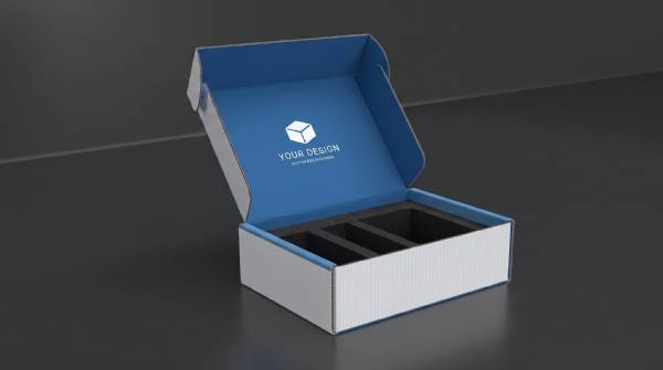 mailerbox bedruckte versandschachtel mit inlay blau